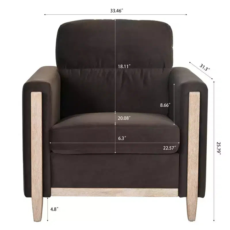 GDFStudio Hannah Canapé simple 33 po de large avec pieds en bois d'hévéa