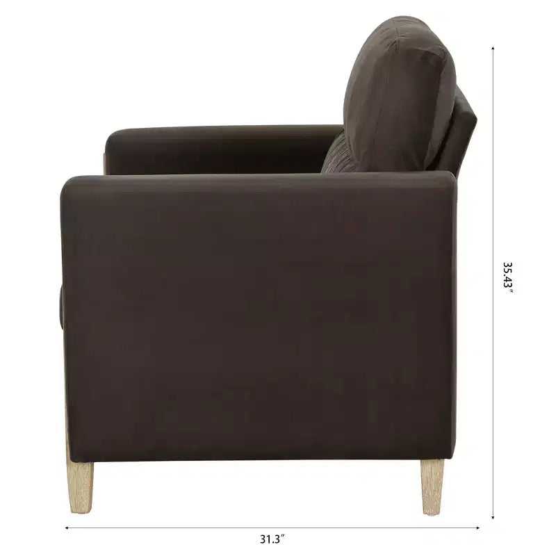 GDFStudio Hannah Canapé simple 33 po de large avec pieds en bois d'hévéa