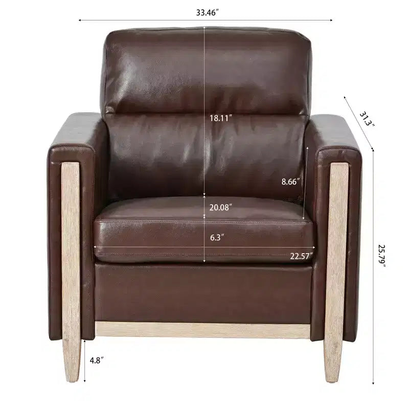 GDFStudio Hannah Canapé simple 33 po de large avec pieds en bois d'hévéa