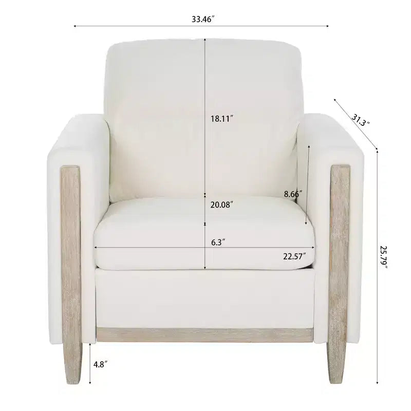 GDFStudio Hannah Canapé simple 33 po de large avec pieds en bois d'hévéa