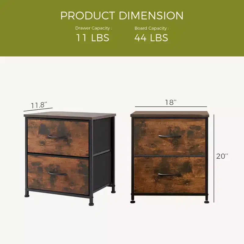JIONJOY 2 - Tables de chevet à 2 tiroirs (Lot de 2)