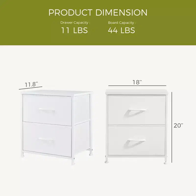 JIONJOY 2 - Tables de chevet à 2 tiroirs (Lot de 2)