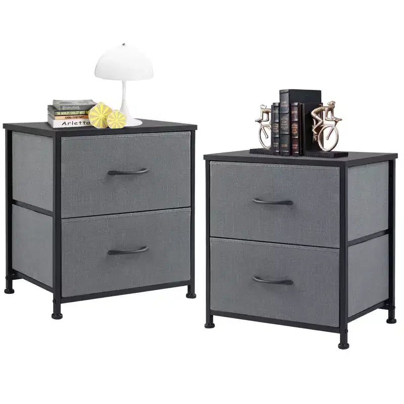 JIONJOY 2 - Tables de chevet à 2 tiroirs (Lot de 2)