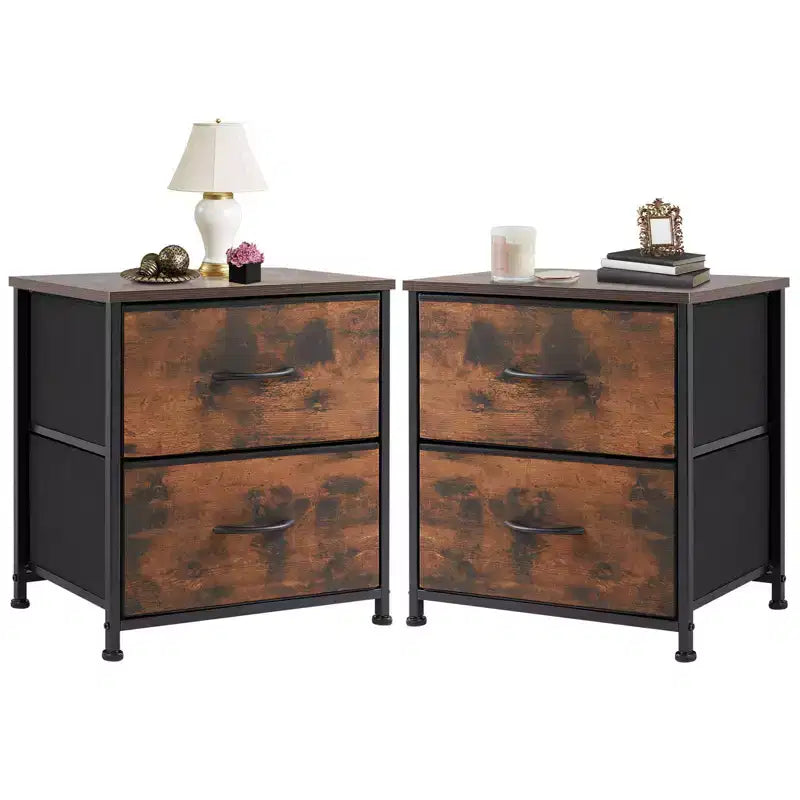 JIONJOY 2 - Tables de chevet à 2 tiroirs (Lot de 2)