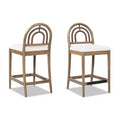 Jennifer Taylor Home Leon 27 Arched Back Wood & Upholstered Counter Stool, Set of 2, Ivory White Boucle