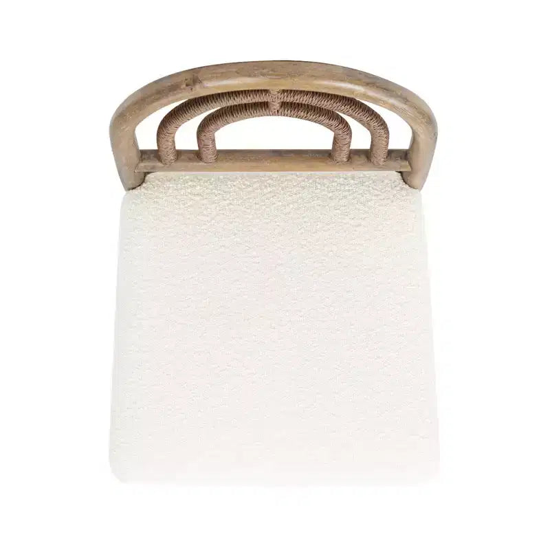 Jennifer Taylor Home Leon Tabouret de comptoir en bois et tissu, à dossier arqué, lot de 2, boucle blanc ivoire