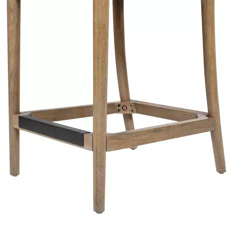 Jennifer Taylor Home Leon Tabouret de comptoir en bois et tissu, à dossier arqué, lot de 2, boucle blanc ivoire