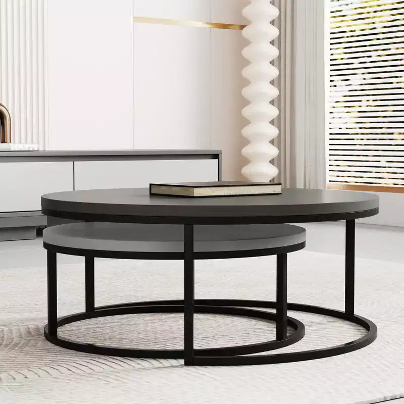 Table basse ronde emboîtable Luck Live moderne gris