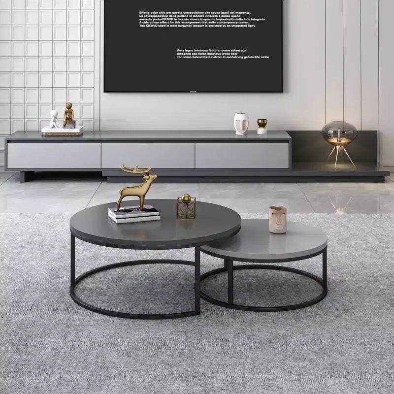 Table basse ronde emboîtable Luck Live moderne gris