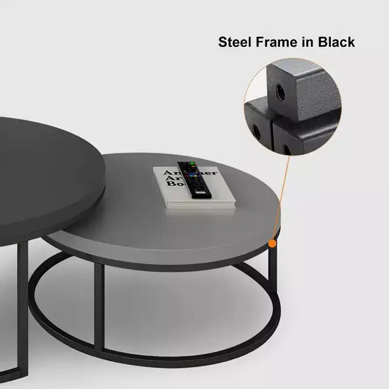 Table basse ronde emboîtable Luck Live moderne gris