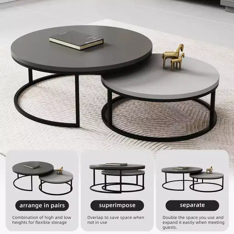 Table basse ronde emboîtable Luck Live moderne gris
