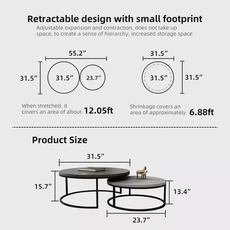 Table basse ronde emboîtable Luck Live moderne gris