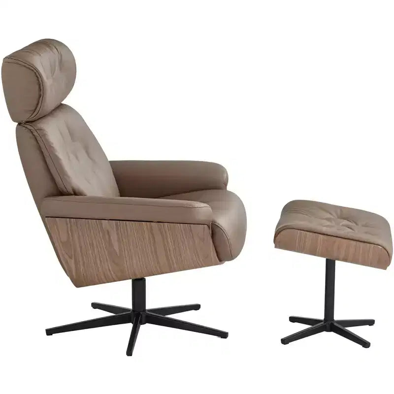 Fauteuil inclinable et ottoman pivotant réglable en similicuir BenchMaster Melia Cocoa