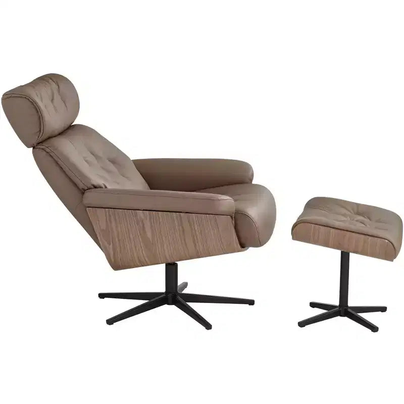 Fauteuil inclinable et ottoman pivotant réglable en similicuir BenchMaster Melia Cocoa