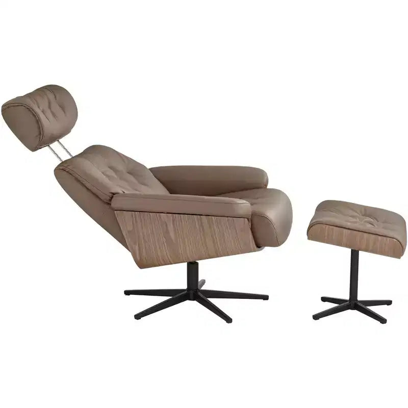 Fauteuil inclinable et ottoman pivotant réglable en similicuir BenchMaster Melia Cocoa