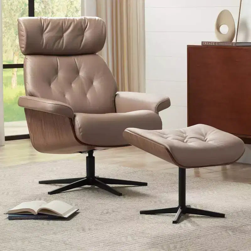 Fauteuil inclinable et ottoman pivotant réglable en similicuir BenchMaster Melia Cocoa