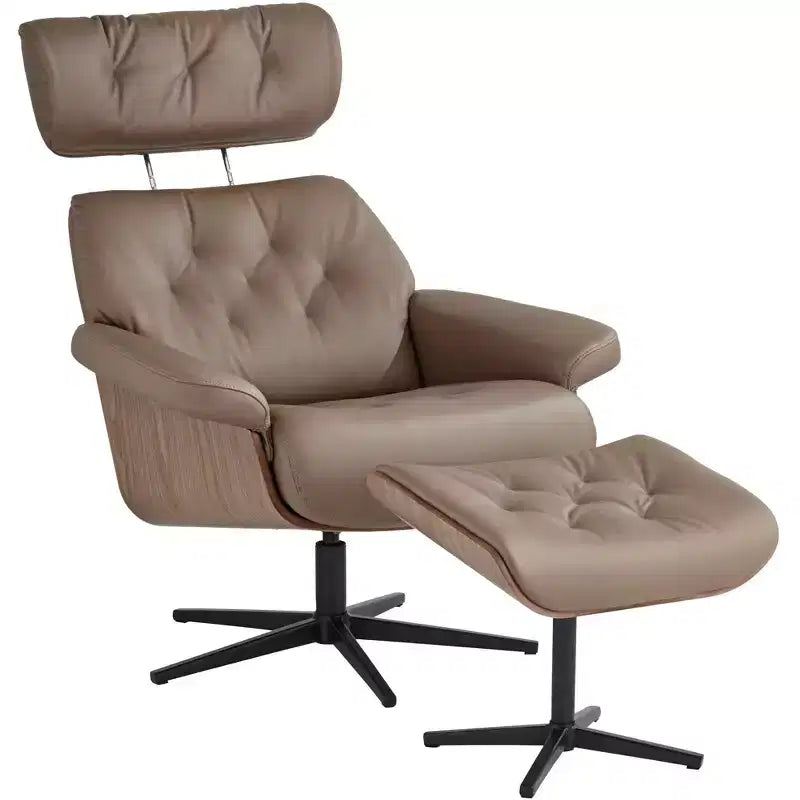Fauteuil inclinable et ottoman pivotant réglable en similicuir BenchMaster Melia Cocoa
