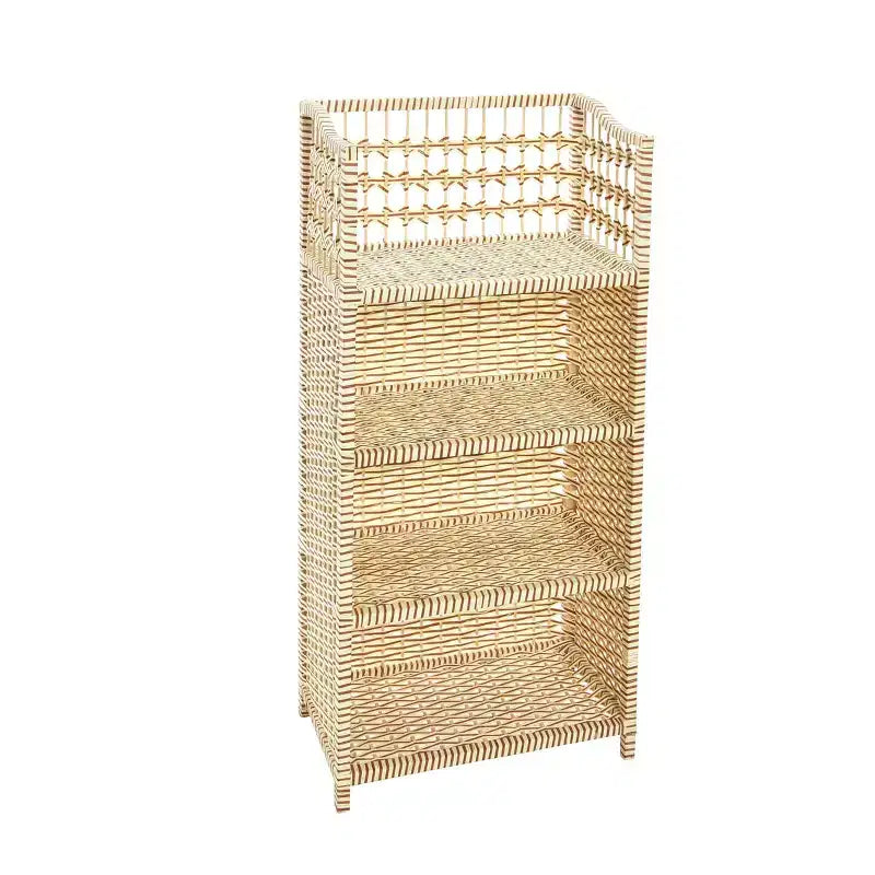 Étagère d'appoint tressée en rotin