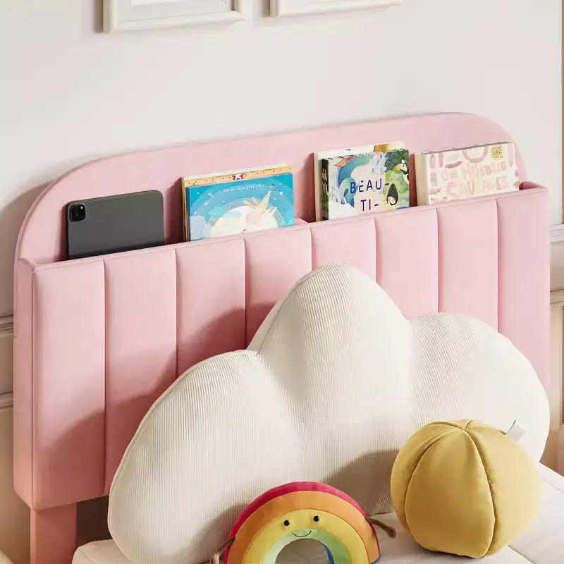 Cadre de lit double Garvee avec tiroir, plateforme de lit en velours avec tête de lit de rangement, aucun sommier tapissier requis, montage facile